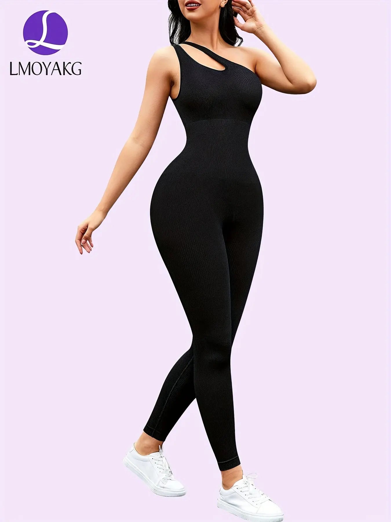 Women's Sports Jumpsuits One Shoulder Yoga Romper Sleeveless Tummy Control Bodysuits Workout Leggings Tracksuits MyFave Boutique