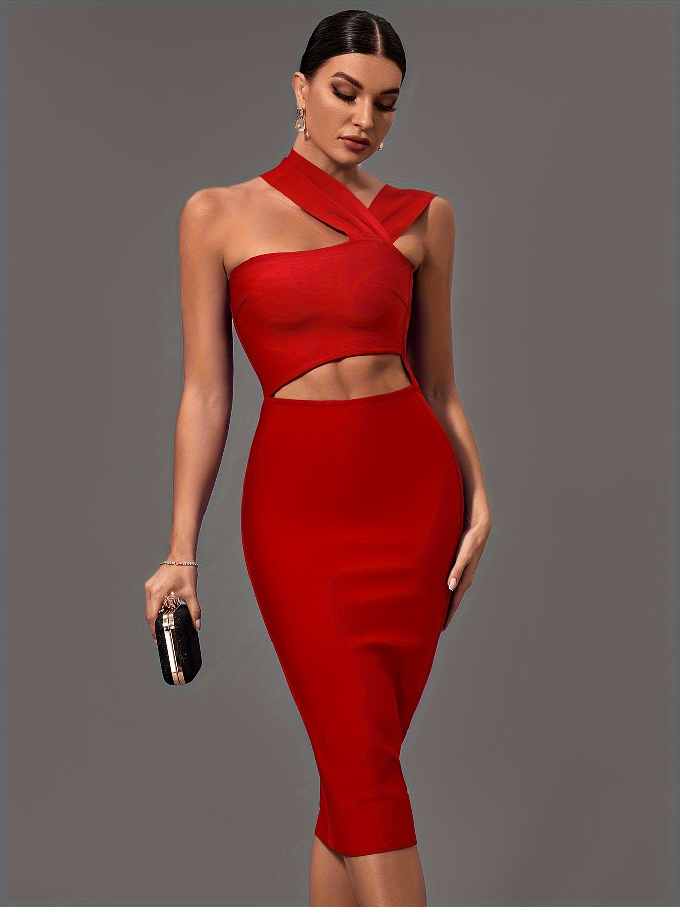 Cut Out Asymmetrical Dress, Sexy Bodycon Sleeveless Dress, Women's Clothing MyFave Boutique