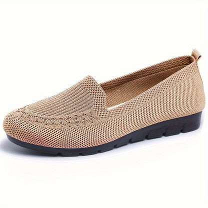 Women's Knitted Solid Color Loafers, Lightweight Non-slip Flat Slip On Shoes, Casual Walking Shoes MyFave Boutique