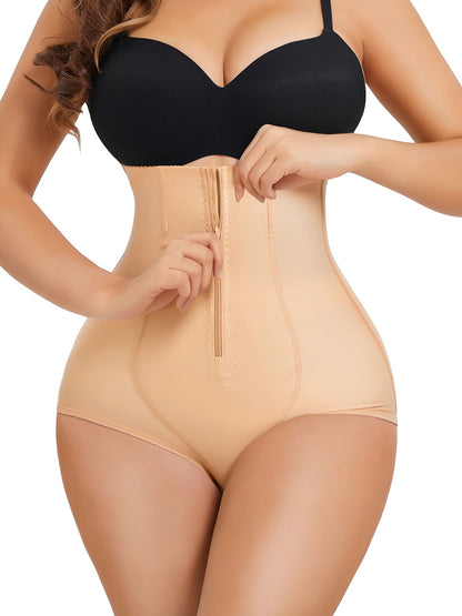 Solid Zipper Shaping Panties, Tummy Control Compression Panties To Lift & Shape Buttocks, Women's Underwear & Shapewear MyFave Boutique