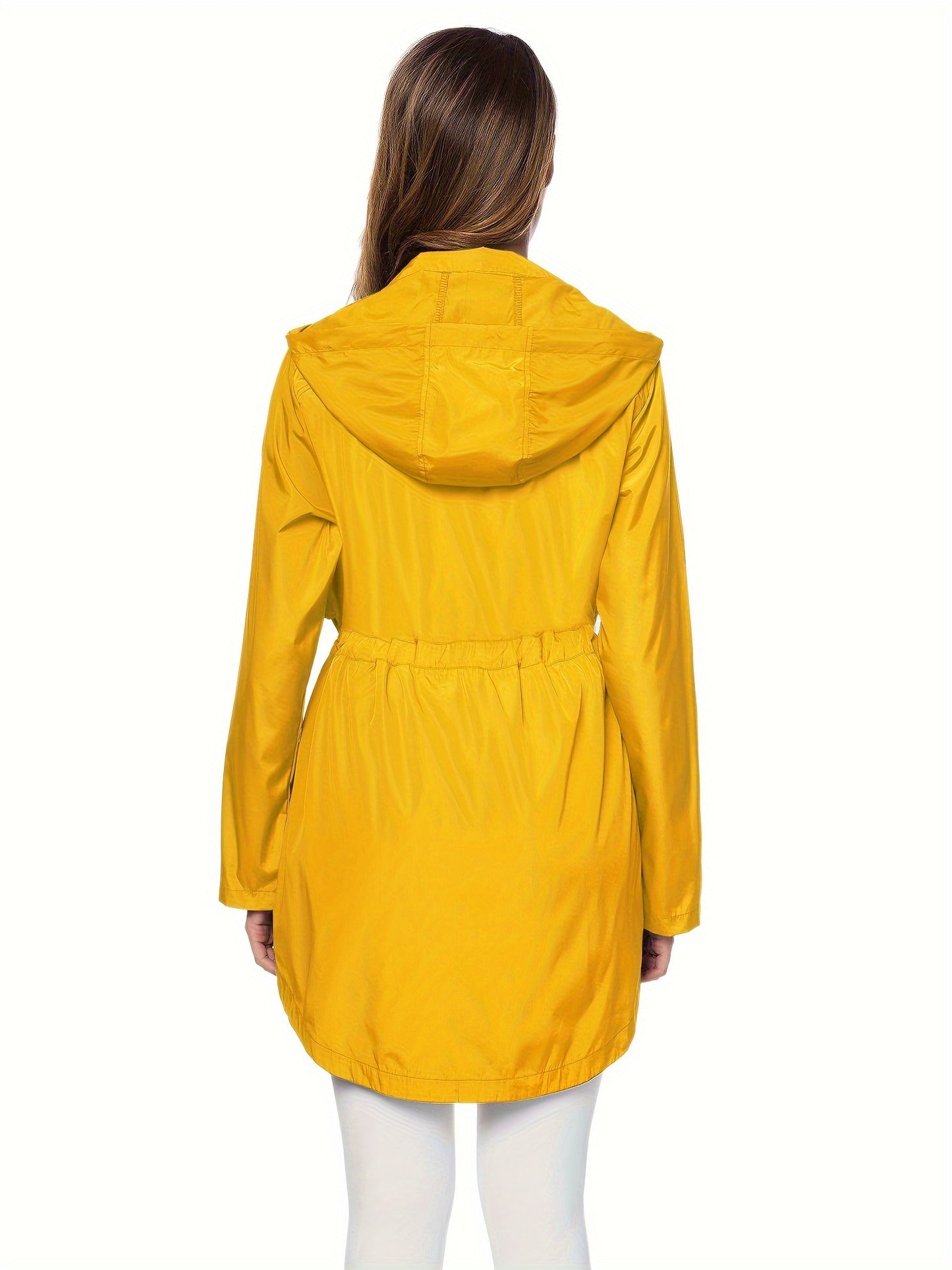 Women's Long Raincoat With Hood Zip Up Outdoor Lightweight Windbreaker Rain Jacket MyFave Boutique