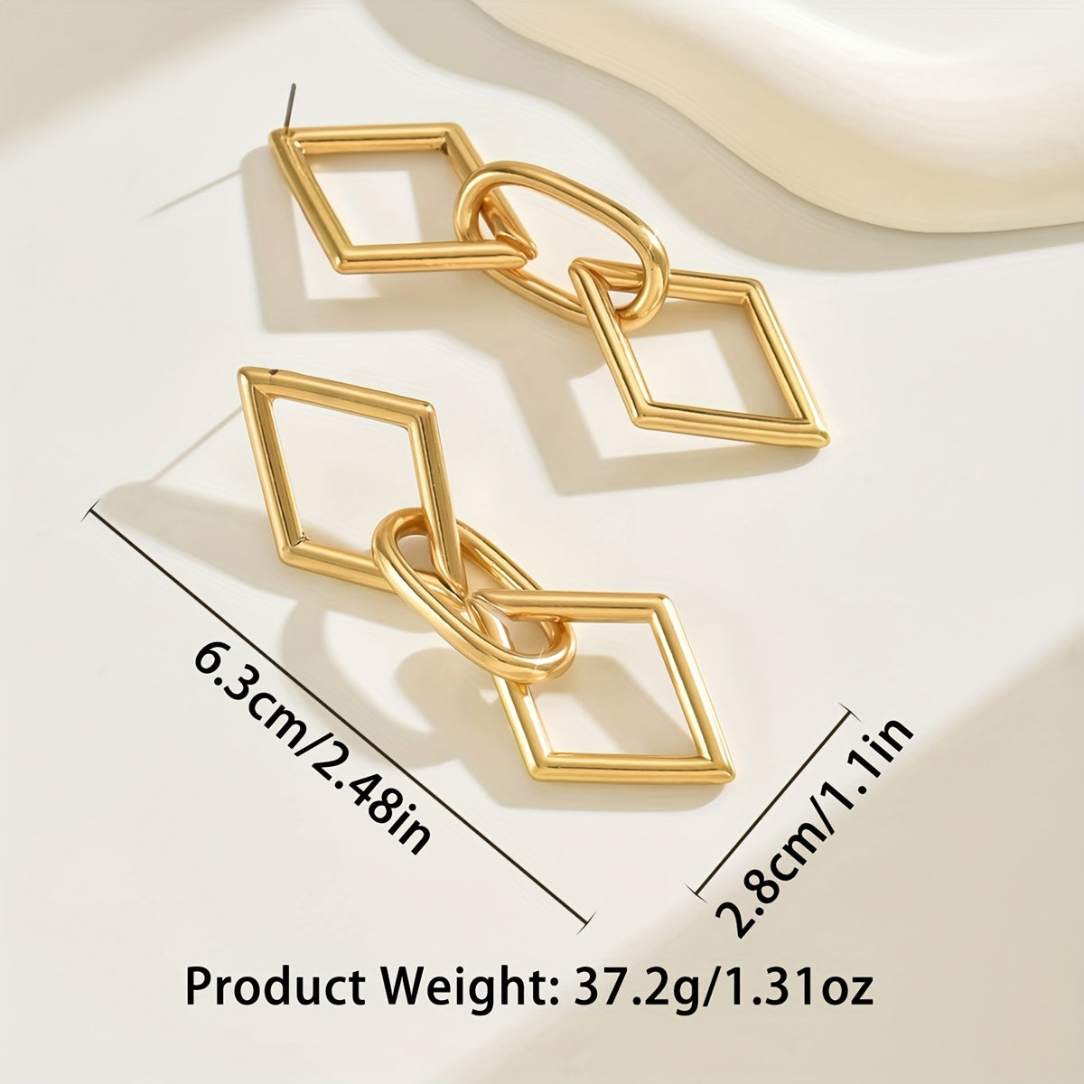 Elegant Boho-Style 18K Golden Plated Geometric Drop Dangle Earrings for Women - Zinc Alloy with Titanium Ear Needle, Lightweight Vintage-Inspired Statement Jewelry for Daily Wear and Parties (1 Pair) MyFave Boutique