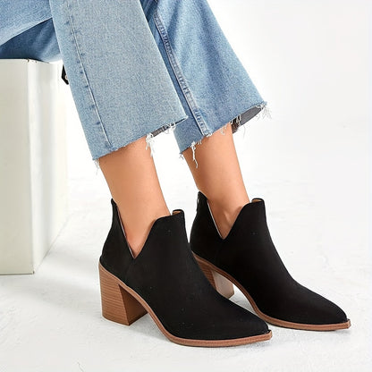 Fashionable Women's Pointed Ankle Boots with Hollow Out Design and Side Zipper MyFave Boutique