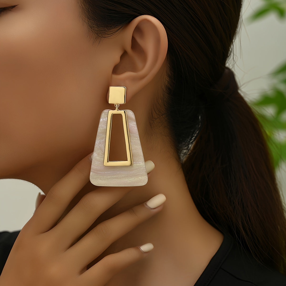 Elegant Dangle Earrings 18k Gold Plated Hollow Geometry Design Match Daily Outfits Party Accessories Fashionable Jewelry For Female For Music Festival MyFave Boutique