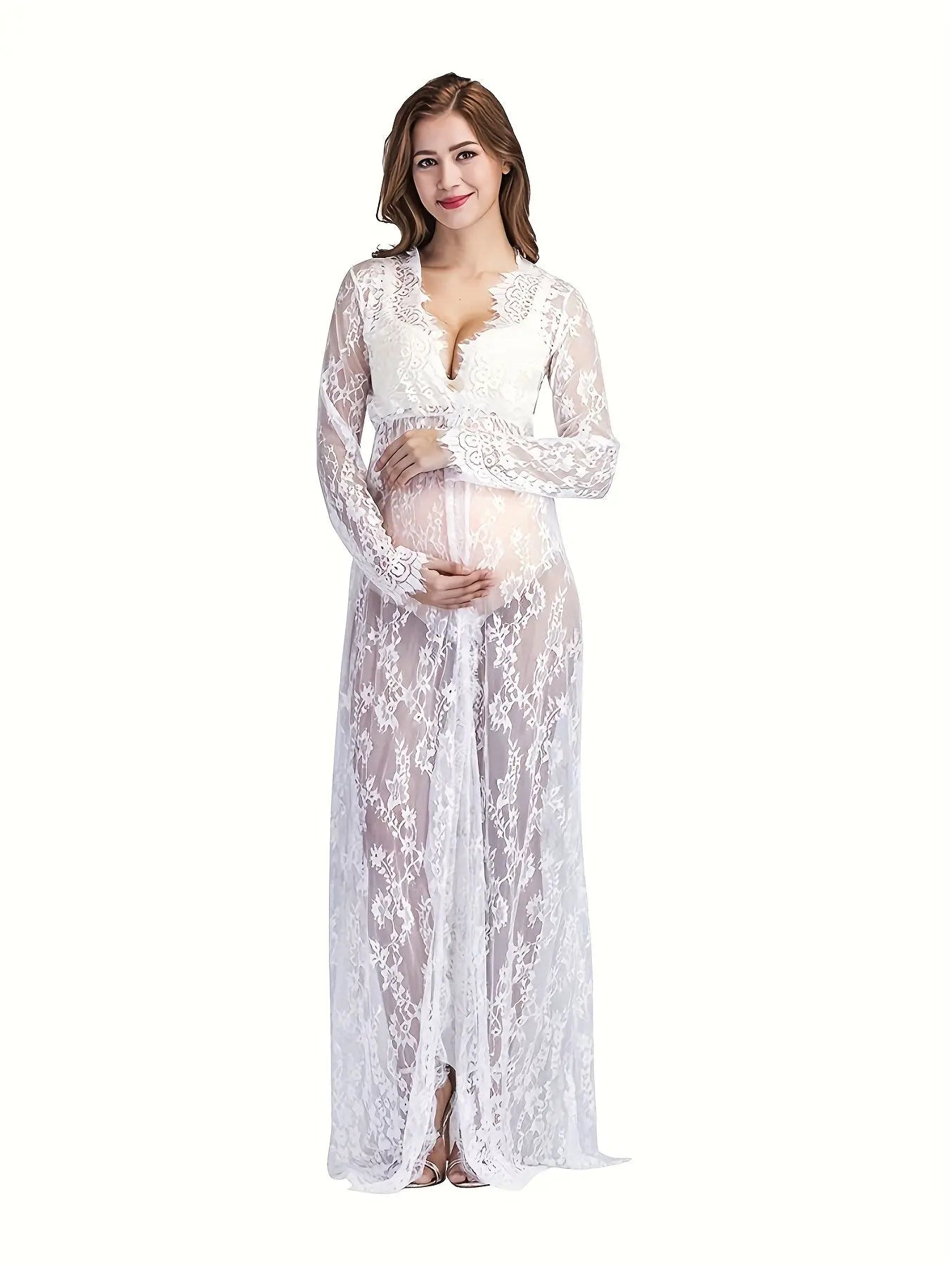 Women's Maternity Lace Dress Sexy V-neck Photography Dress, Pregnant Women's Clothing, Gender Reveal MyFave Boutique