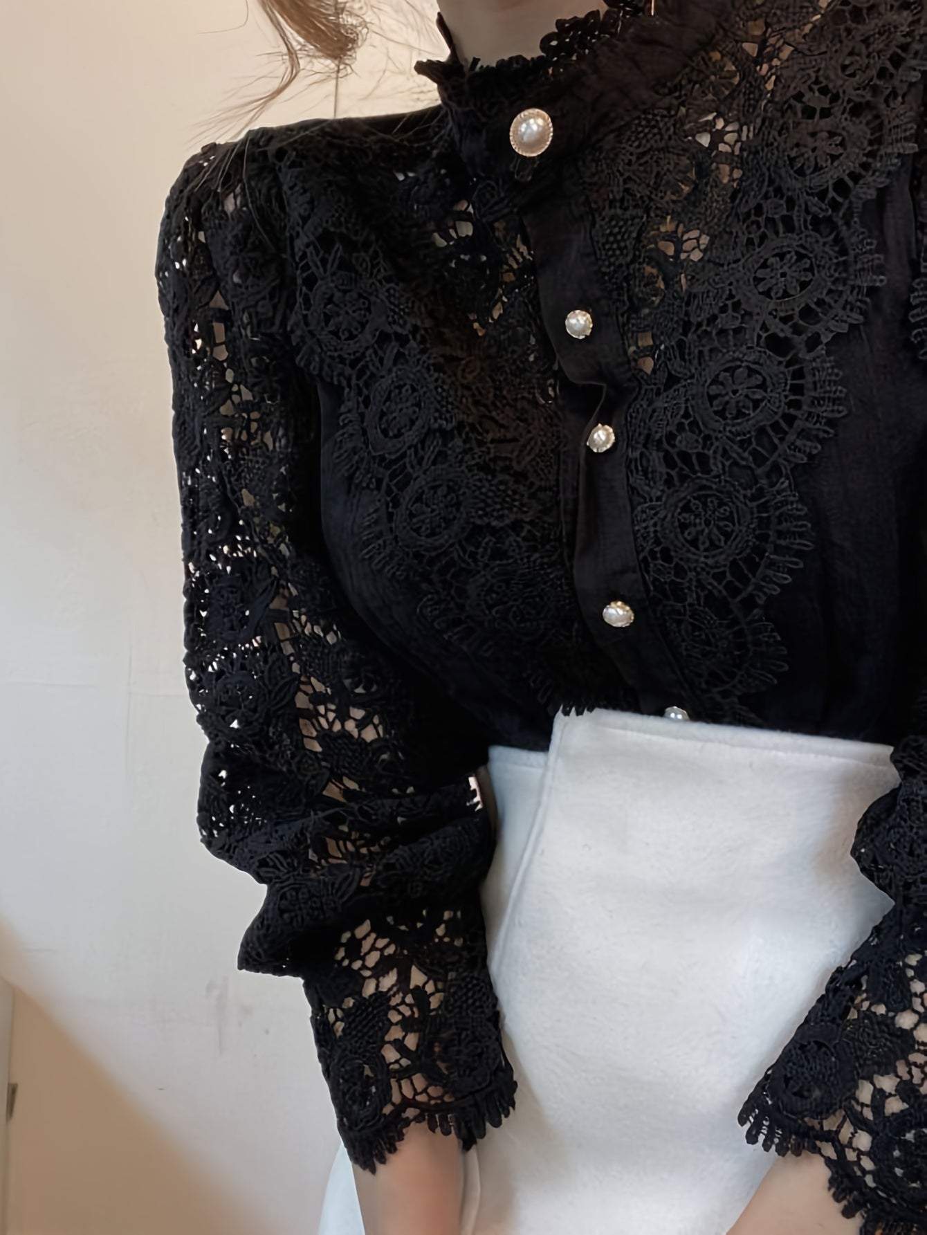 French loose chic buttons, heavy lace, cut-out floral panels MyFave Boutique