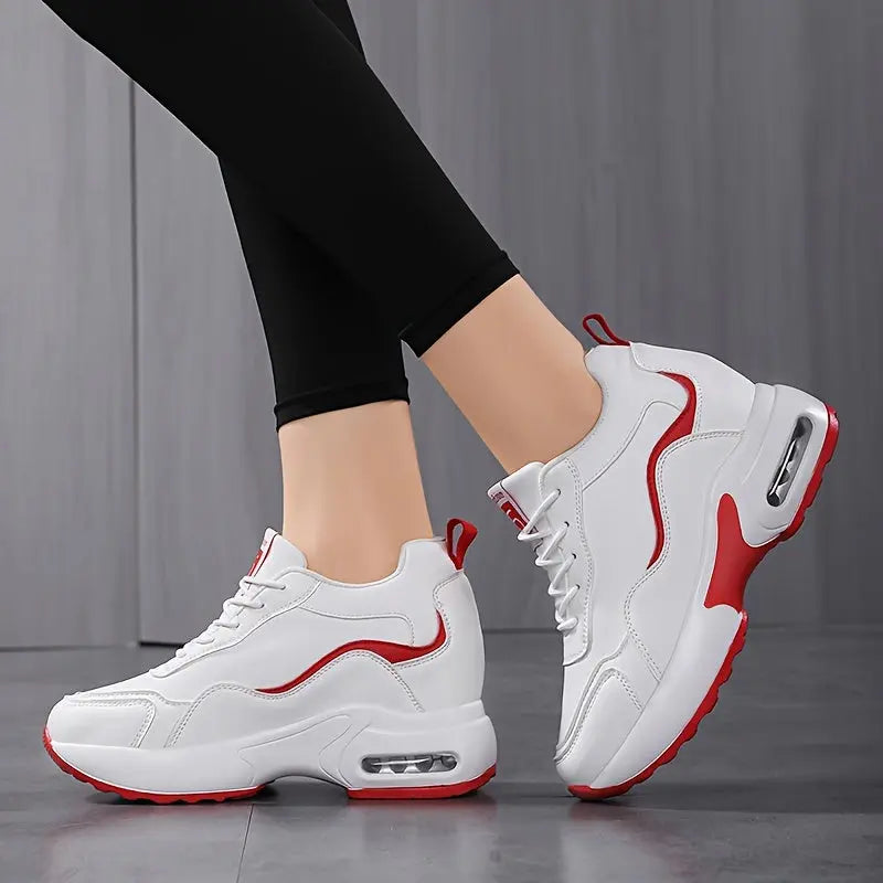 Women's Air Cushion Lace-Up Height Increasing Sneakers, All-Match Running Sports Shoes MyFave Boutique