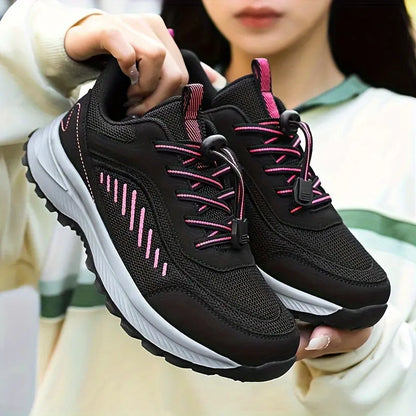 Women's Non-slip Outdoor Sporty Mesh Sneakers, Soft Sole Lace Up Athletic Sneakers, Breathable Walking Shoes MyFave Boutique