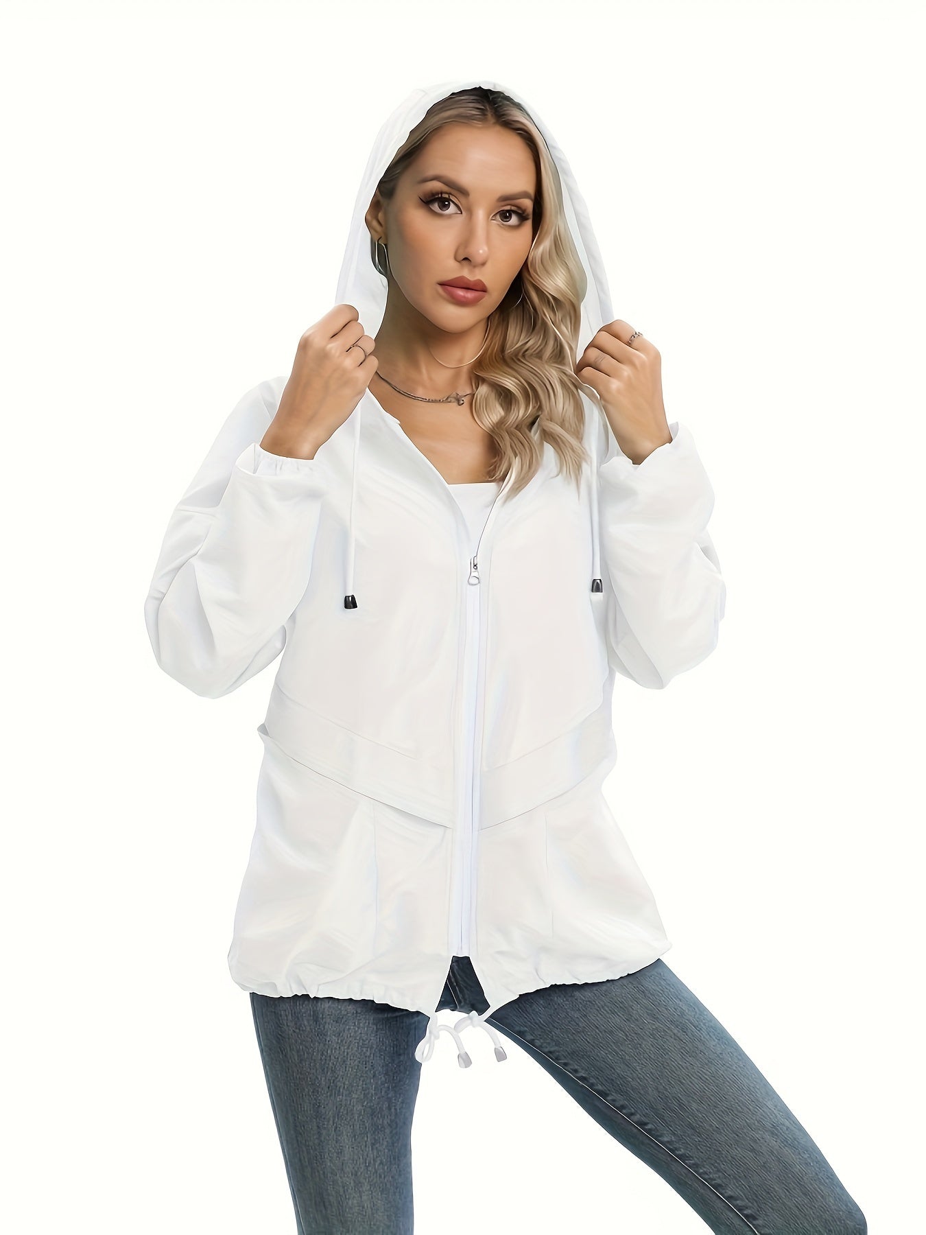 Women's Lightweight Waterproof Jacket, Suitable For Hiking And Outdoor Activities With A Casual Style, Zippers, And Drawstring Jacket MyFave Boutique