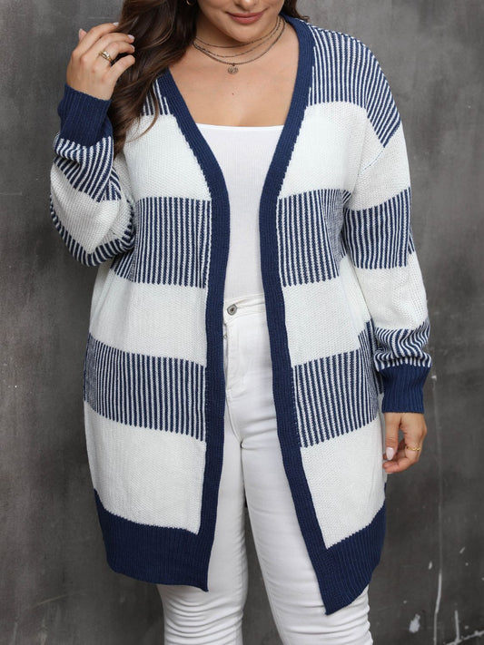 Plus Size Open Front Long Sleeve Cardigan Trendsi