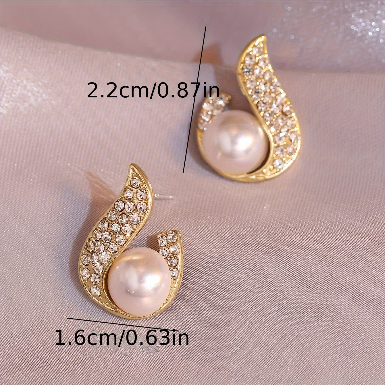 Unique Water Drop Shaped Stud Earrings Zinc Alloy Jewelry Faux Pearl Inlaid Vintage Elegant Style For Women MyFave Boutique