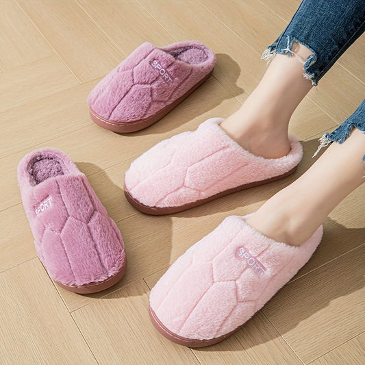 Letter Fluffy Soft Sole Slippers, Soft Sole Bedroom Plush Lined Cozy Shoes, Non-slip Floor Mute Shoes MyFave Boutique