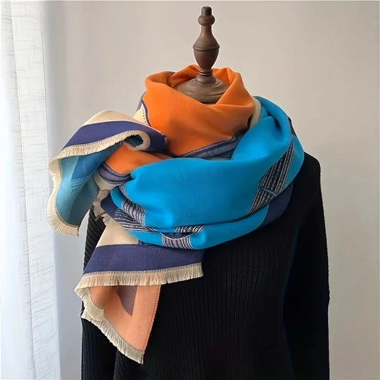 Chic Belt & Jacquard Scarf - Thick, Soft, Warm Fringe Shawl for Women | Perfect for Fall/Winter Cold Weather MyFave Boutique