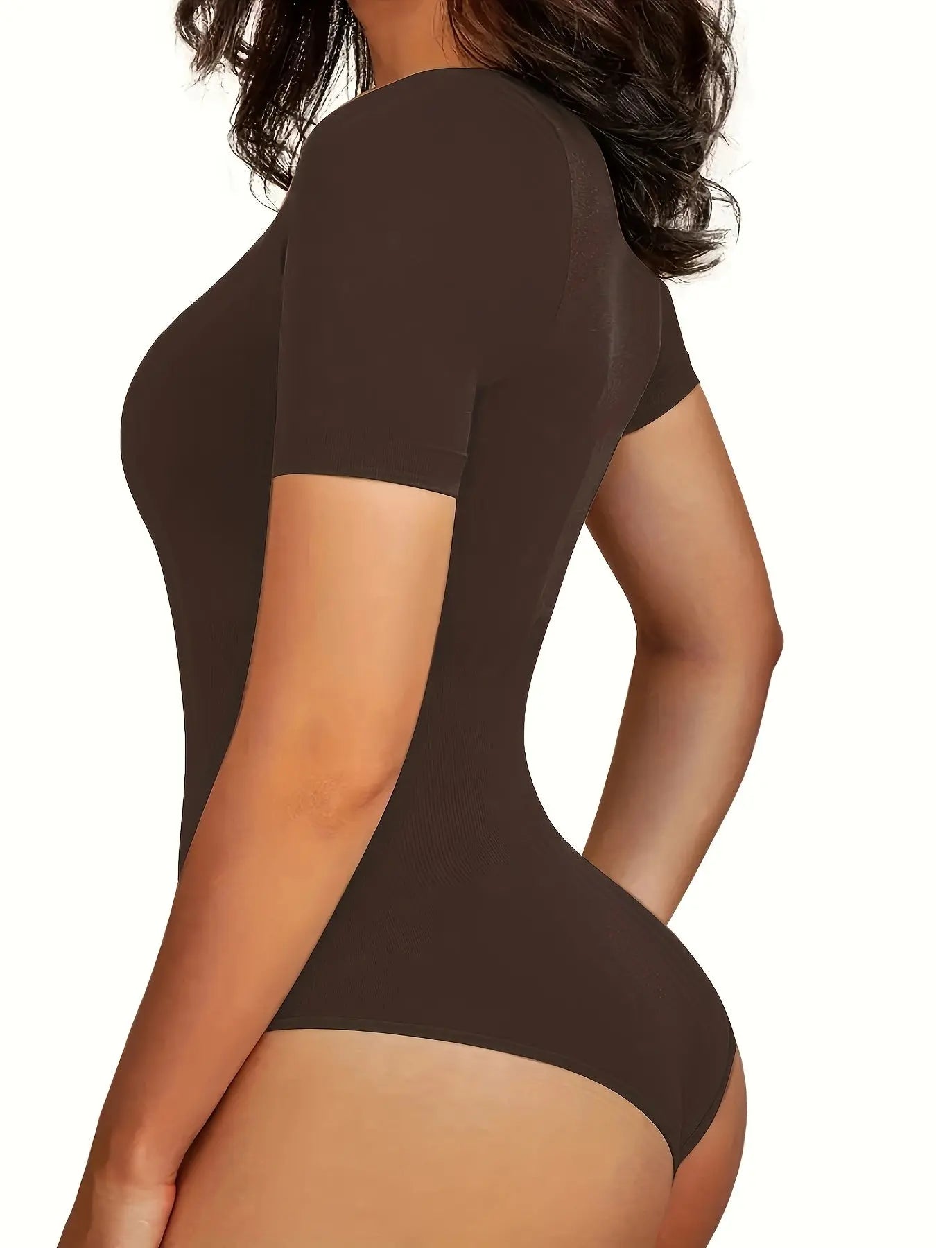 1pc Women's Bodycon Sexy Ribbed Square Neck Short Sleeve Shapewear Bodysuit - Comfortable And Soft Tummy Control - Smooth Everyday Wear And Underwear Support MyFave Boutique