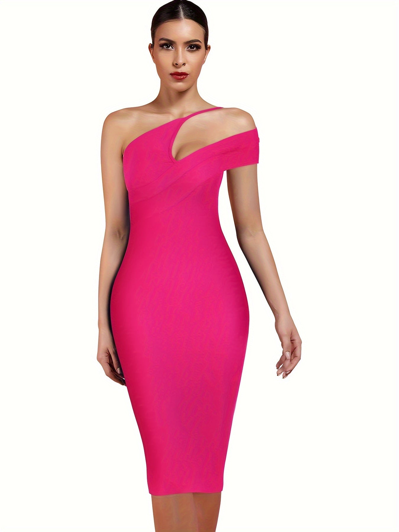 Women's Cut Out One Shoulder Sleeveless Split Club Party Fashion Bandage Dress MyFave Boutique