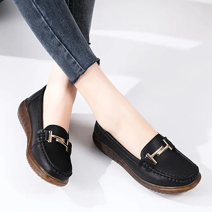 Women's Metal Decor Flat Loafers, Comfortable & Soft Sole Slip-On Loafers, Casual & Versatile Walking Shoes MyFave Boutique