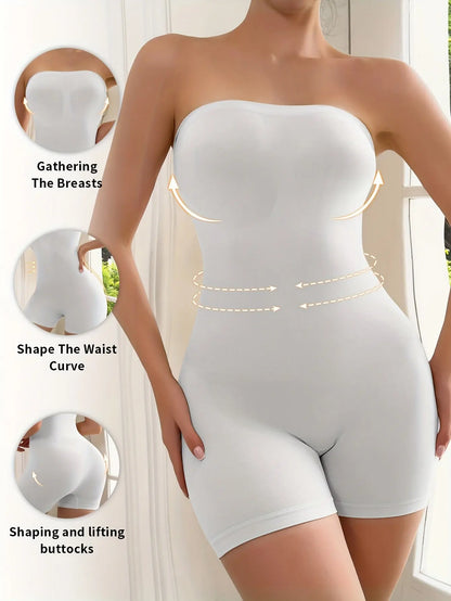 High-Waisted Tummy Control Bodysuit for Women, Sleeveless Bodycon Tube Top with Butt Lift and Shaping MyFave Boutique