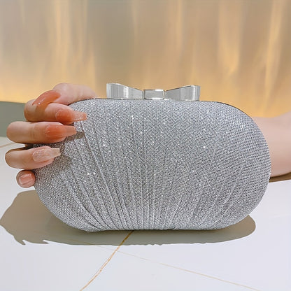 Glitter Bow Knot Buckle Clutch Bag Elegant Party Bag Metal Chain Cocktail Handbag MyFave Boutique