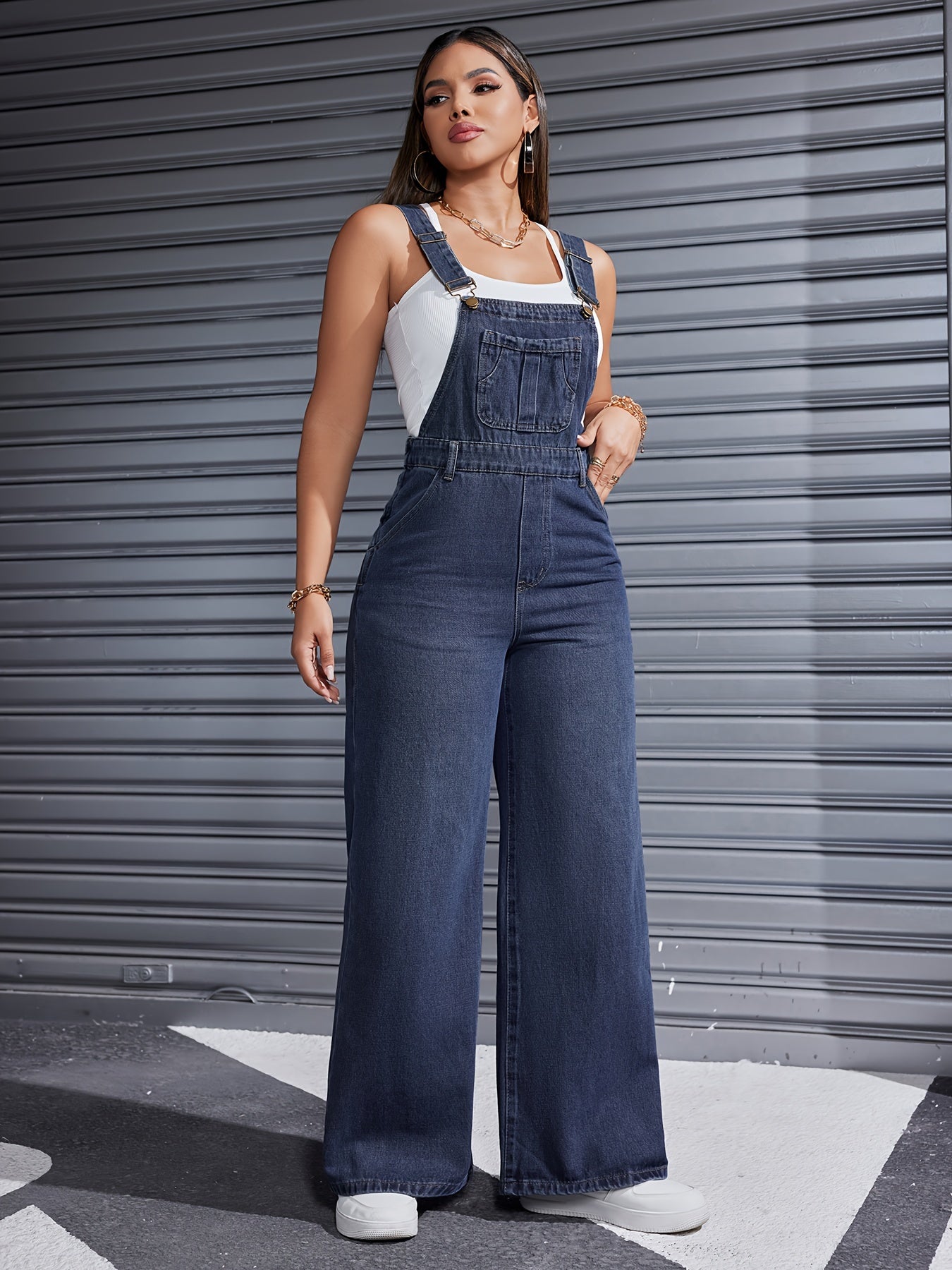 2024 Women's Denim Overalls Casual Loose Adjustable Strap Denim Pant Pant Pant Pocket Denim Overalls Women's Denim Overalls Casual Adjustable Strap Jeans Romper MyFave Boutique