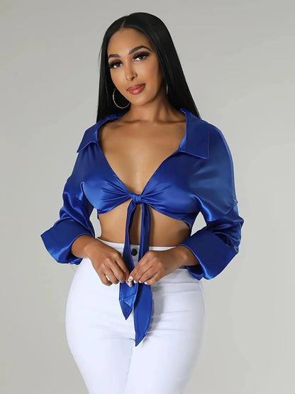 Women Casual Fashion High Quality Satin Long Sleeve T Shirt Women's Women Fashion Shirts Blouses Jazmine Babe Top MyFave Boutique