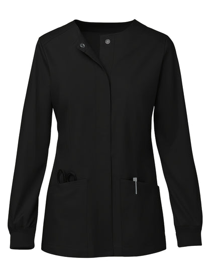 Women's Stretch Polyester Blazer, Round Neck Long Sleeve Coat, Casual Two-Pocket, Machine Washable MyFave Boutique