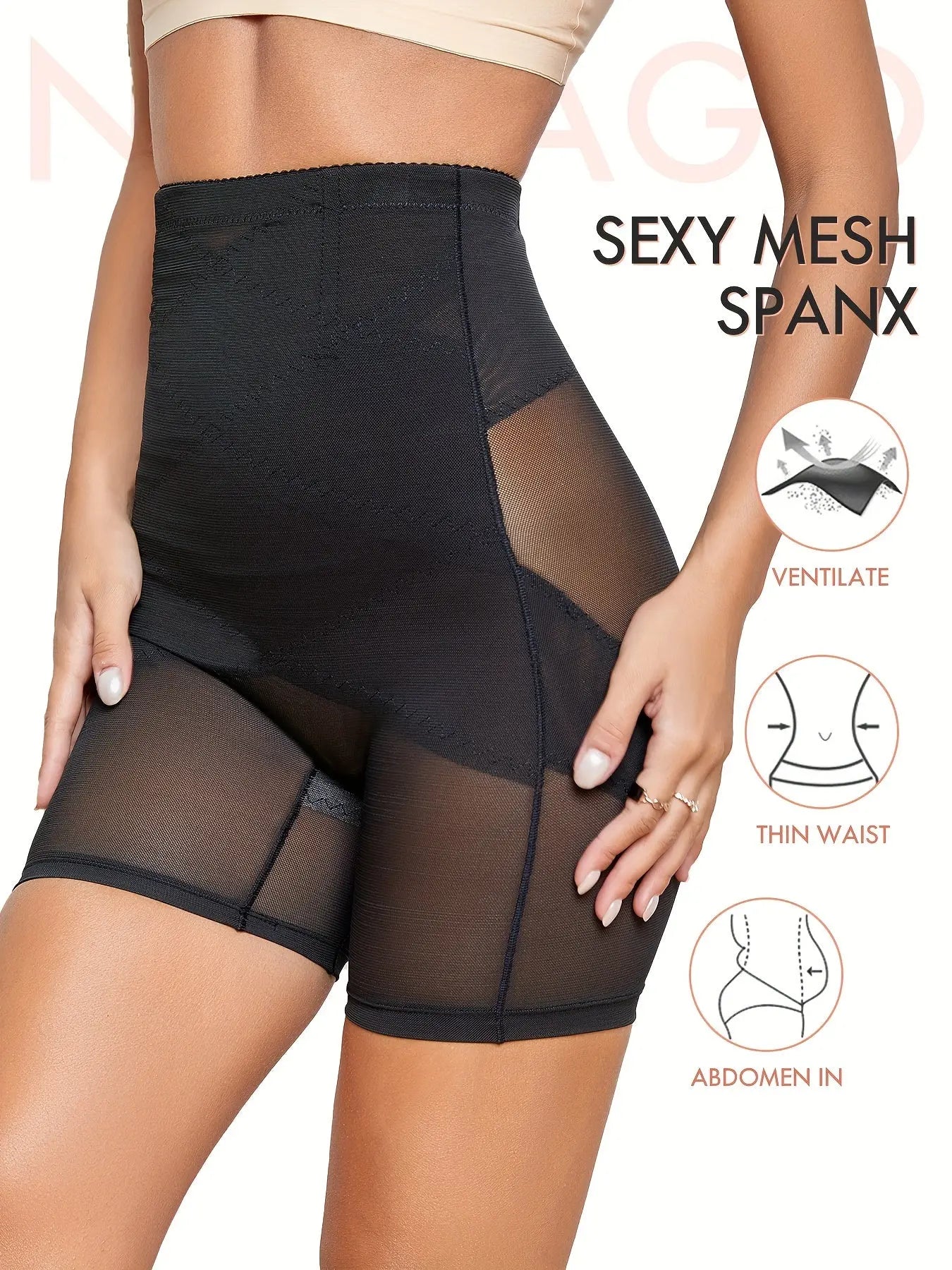 Contrast Mesh Shaping Panties, Tummy Control Compression Panties To Lift & Shape Buttocks, Women's Underwear & Shapewear MyFave Boutique