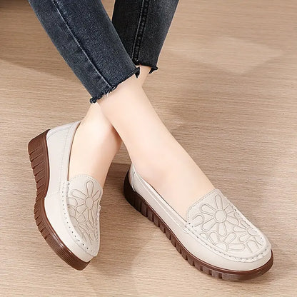 Women's Embroidered Loafers, Solid Color Soft Sole Low Top Shoes, Casual Walking Flats MyFave Boutique