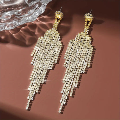 Festive Rhinestone Chandelier Tassel Earrings: Luxurious and Elegant for Women - Perfect for Valentine's Day, Weddings, and Parties - All Season Long MyFave Boutique