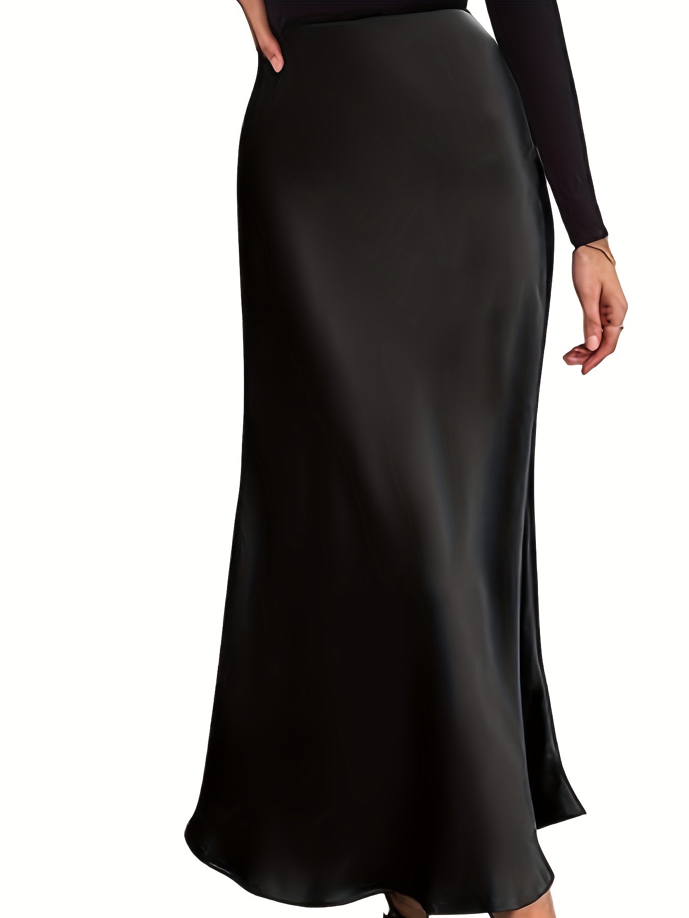 High Waist Satin Midi Skirt, Elegant A Line Skirt For Party & Work, Women's Clothing MyFave Boutique