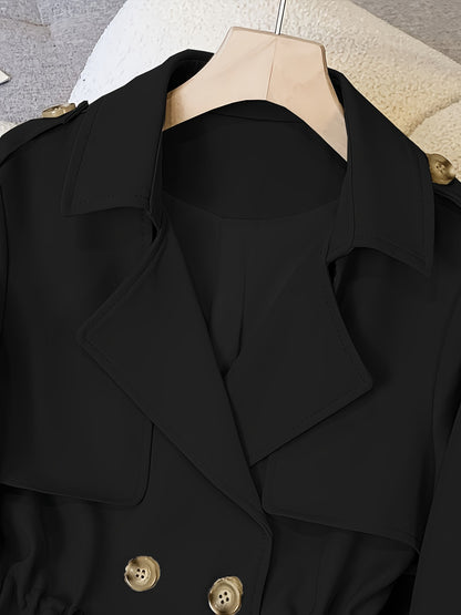 Women's Polyester Blazer Coat, Mid-Length, Classic Style, Polyester Fabric, Machine Washable, Double-Breasted, Open Front, Elegant And Fashionable MyFave Boutique