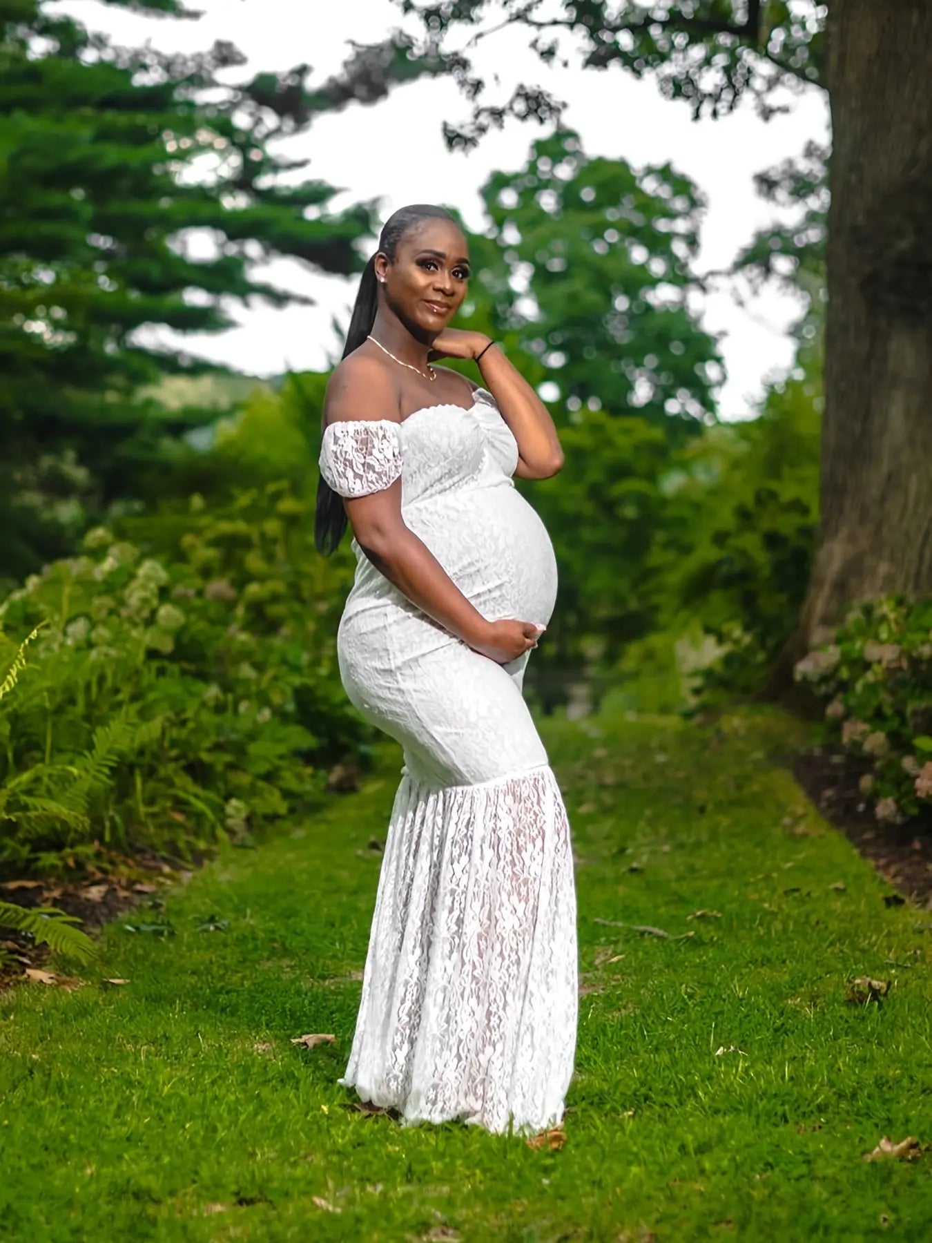 Off-Shoulder Maternity Dress for Photography, Parties, Weddings & Gender Reveals MyFave Boutique