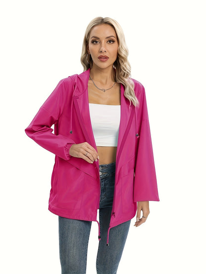 Women's Lightweight Waterproof Jacket, Suitable For Hiking And Outdoor Activities With A Casual Style, Zippers, And Drawstring Jacket MyFave Boutique