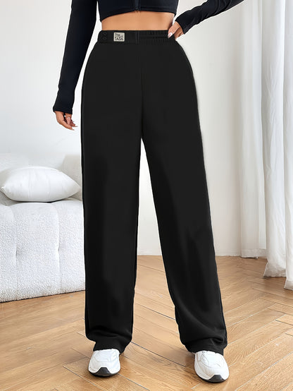 Solid Color Wide Leg Pants, Elegant High Waist Versatile Pants For Fall & Winter, Women's Clothing MyFave Boutique