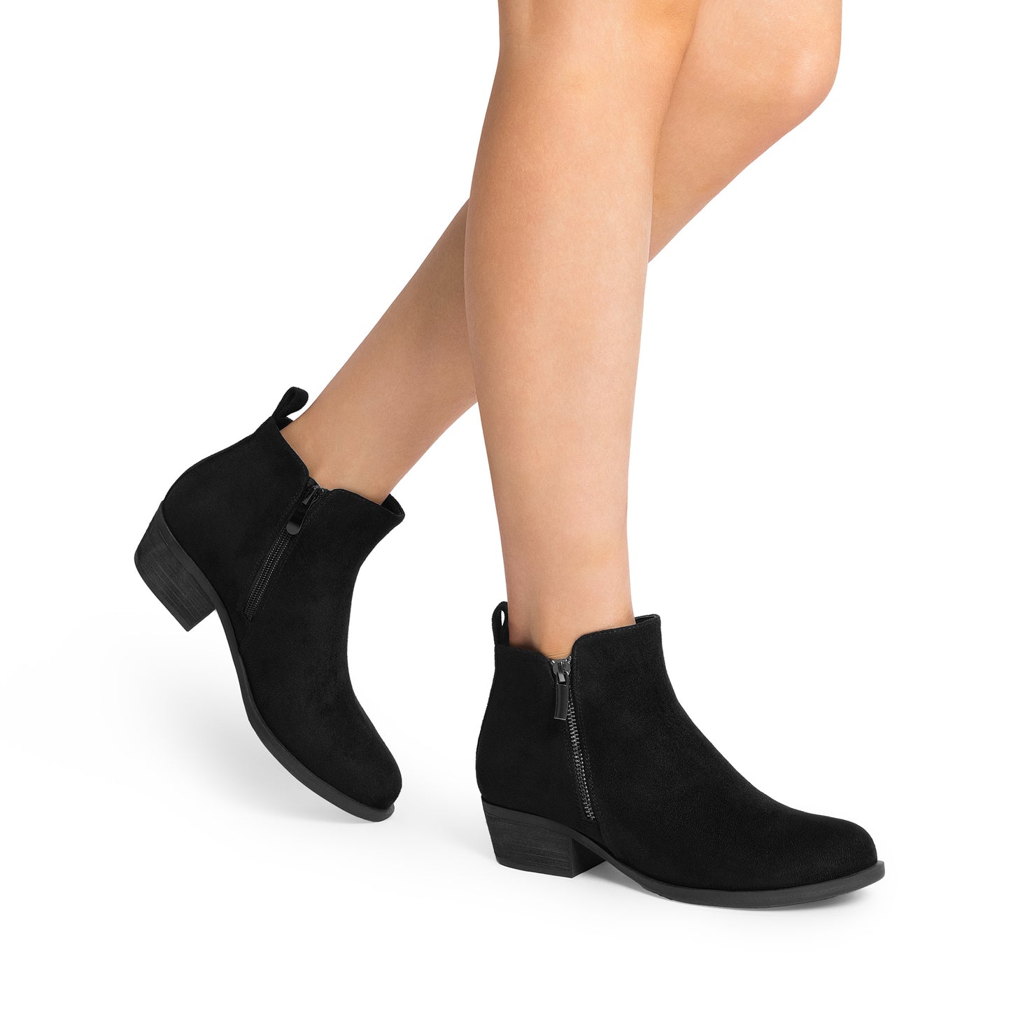 Women's Ankle Boots, Classic Low Chunky Heel Side Zipper Booties Shoes MyFave Boutique