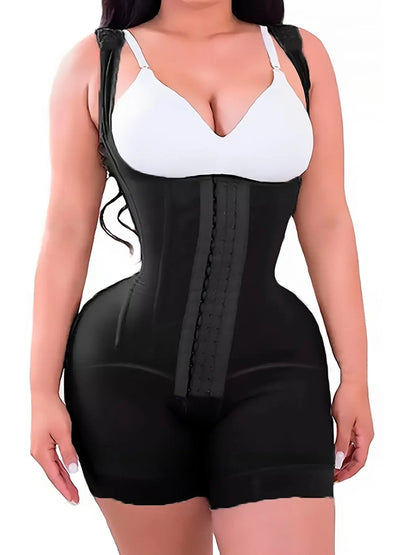 Lace Trim Boned Shaping Bodysuit with Tummy Control, Full Body Shaper for Women's Underwear & Shapewear MyFave Boutique