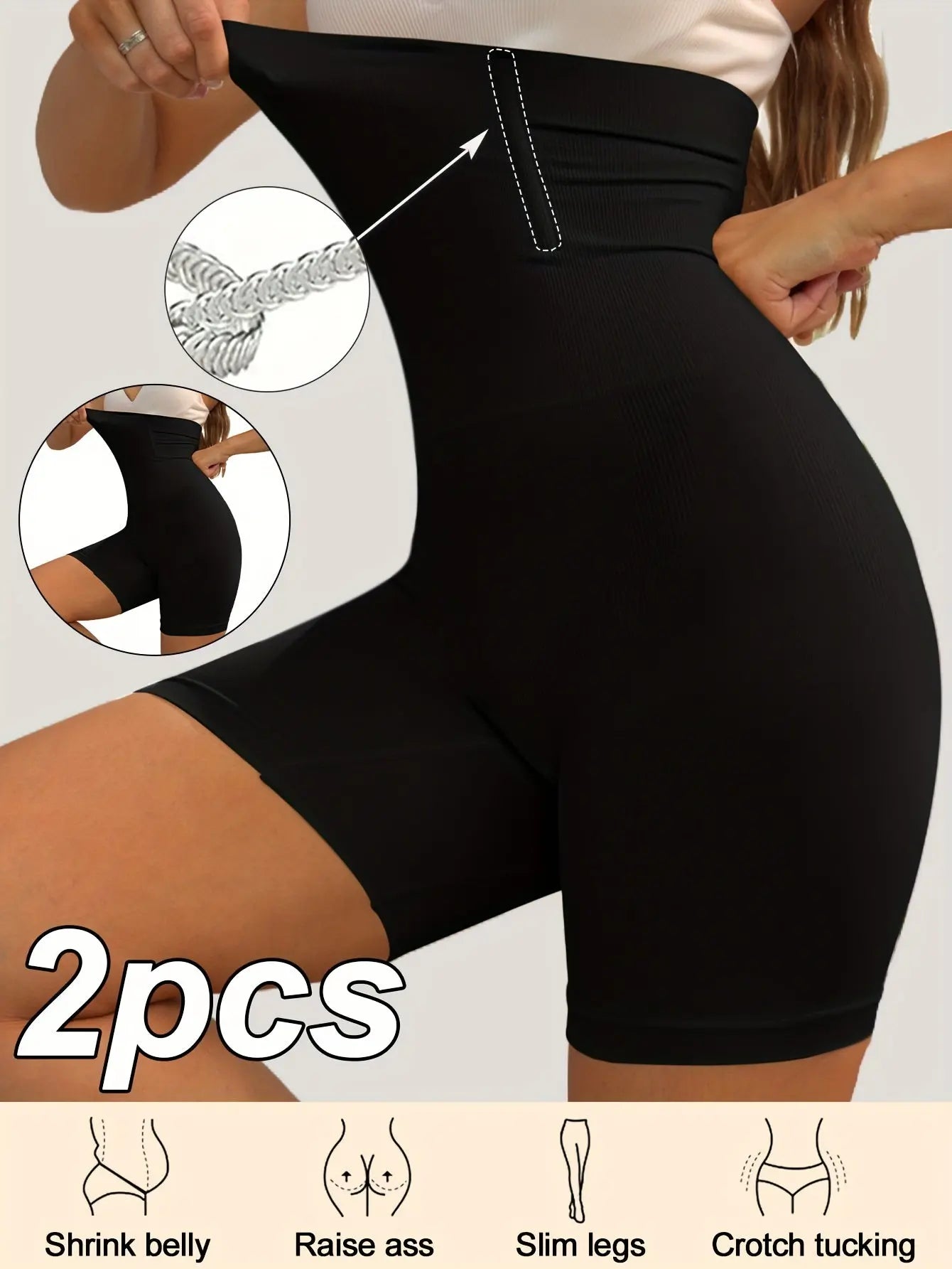 2-pack Women's High-Waisted Shaper Shorts - Seamless Tummy Control Compression Yoga Fitness Pants - 2-Pack MyFave Boutique