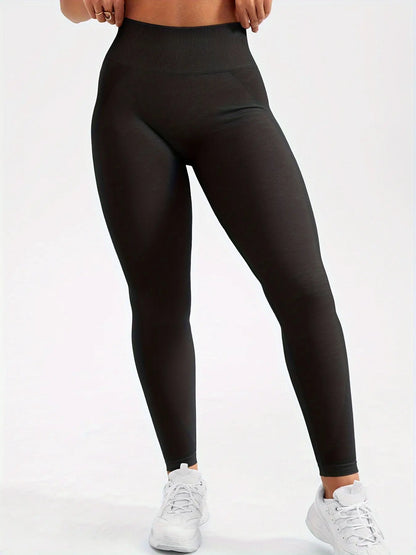 Women's High-Waisted Seamless Workout Leggings with Contouring Fit and Smiling Design for Gym and Yoga MyFave Boutique