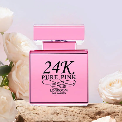 Long-Lasting EDP Perfume For Women,Thanksgiving Halloween Christmas Holiday Gift,24K PURE PINK LONKOOM Parfum,3.4oz/100ml, Refreshing Fragrance With Floral Fruity Notes, Perfume For Dating And Daily Life,Ideal Halloween/Christmas holiday gift MyFave Boutique