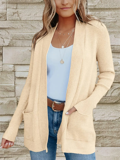 Stylish Open Front Cardigans with Pockets, Long Sleeve Knitted Top for Women's Winter & Fall Clothing. MyFave Boutique