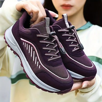 Women's Non-slip Outdoor Sporty Mesh Sneakers, Soft Sole Lace Up Athletic Sneakers, Breathable Walking Shoes MyFave Boutique