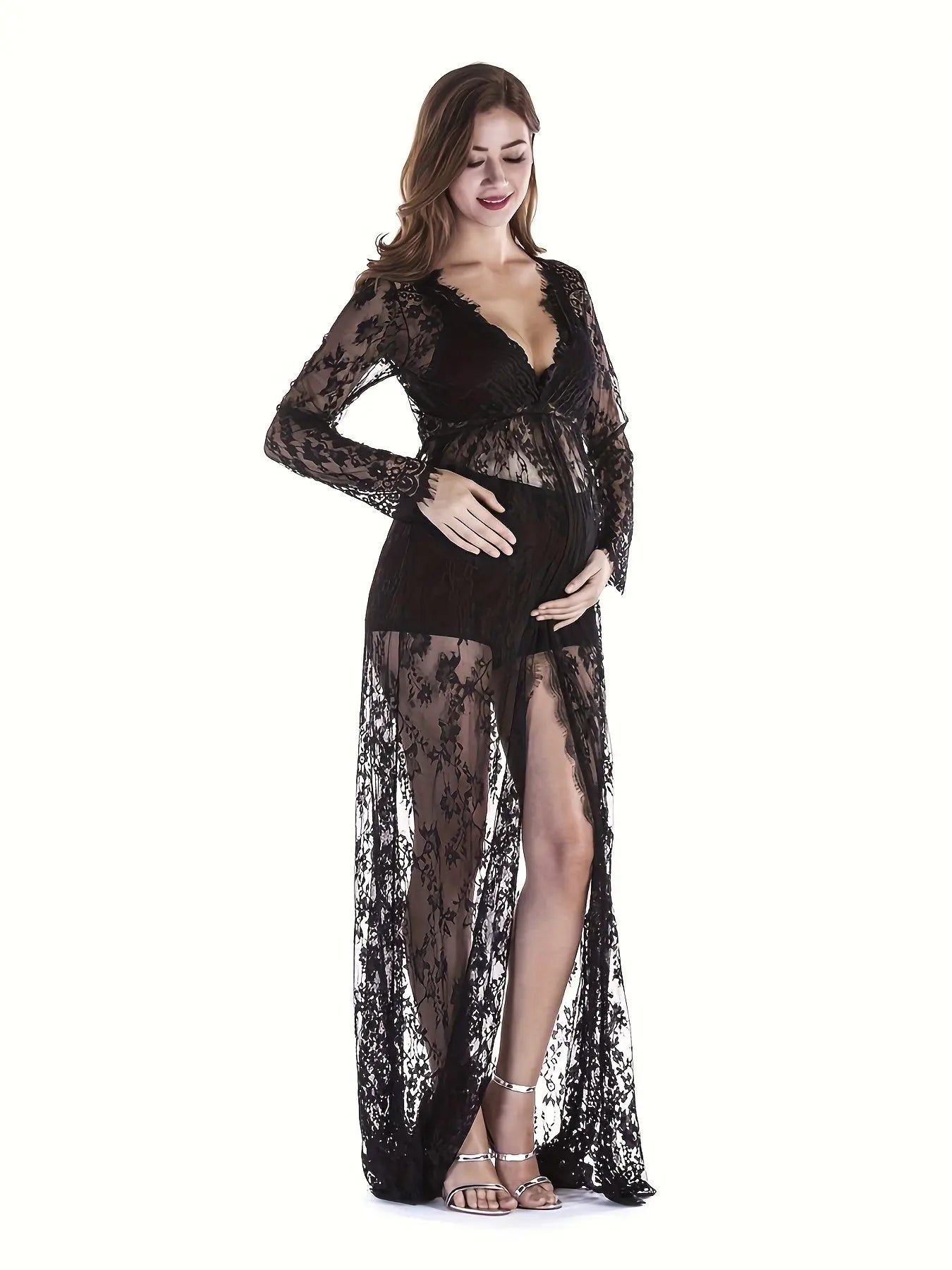 Women's Maternity Lace Dress Sexy V-neck Photography Dress, Pregnant Women's Clothing, Gender Reveal MyFave Boutique