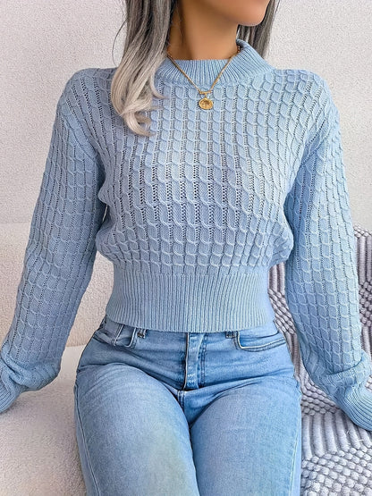 Cable Pattern Pullover Sweater, Casual Long Sleeve Sweater For Fall & Winter, Women's Clothing MyFave Boutique