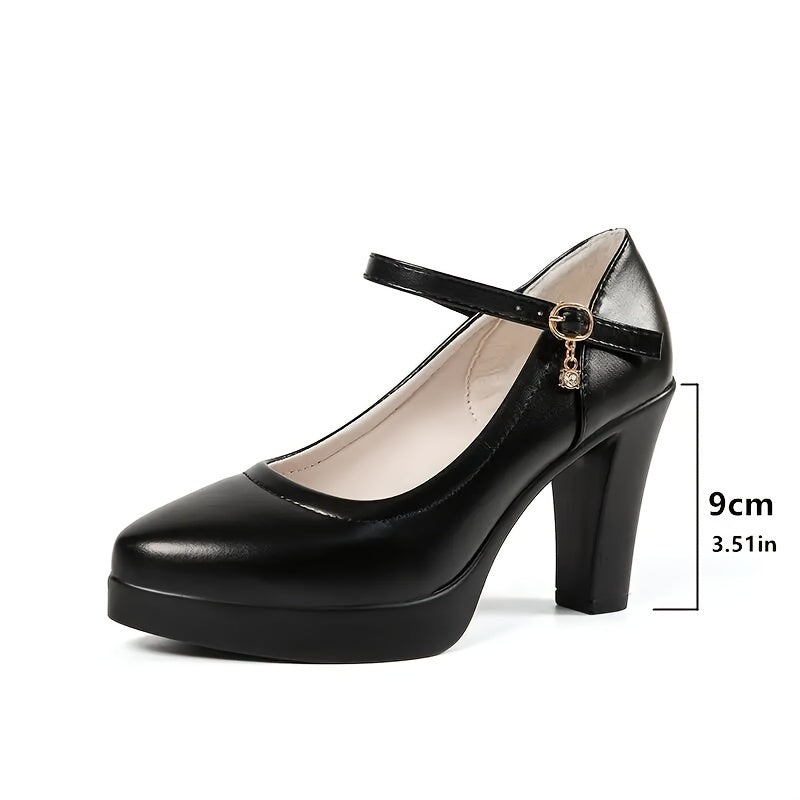 Women's Platform High Heels, Fashion Ankle Strap Block Heeled Pumps, All-Match Dress Work Shoes MyFave Boutique