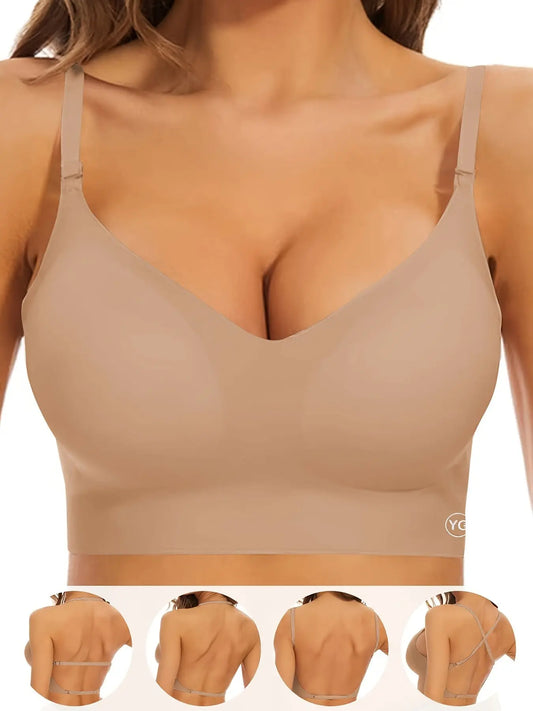 Wireless Convertible Sports Bra with Seamless Invisible Edge and Ultra Low-Back Design for Adjustable Fit MyFave Boutique