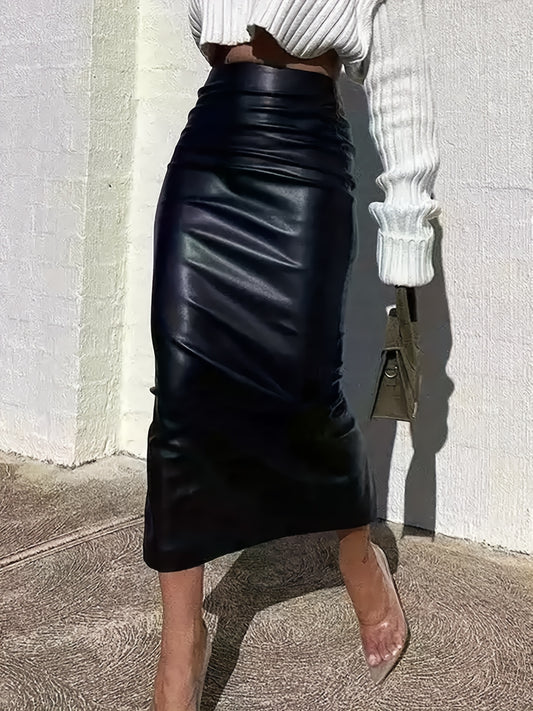 Women's Split Leather Skirt - Comfortable and Stylish for Everyday Wear MyFave Boutique