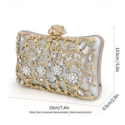 Luxurious Hollow-Out Clutch With Rhinestones, Elegant Evening Handbag For Party And Banquets, Fashionable Crossbody Bag For Women MyFave Boutique