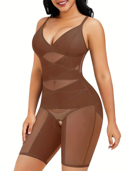 Women's Full Body Shapewear Bodysuit with Tummy Control, Butt Lifter, Thigh Slimmer, Adjustable Straps & Open Crotch Design MyFave Boutique