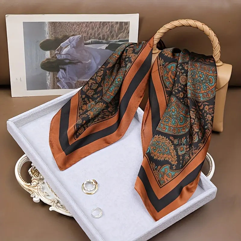 Elegant Floral Pattern Polyester Scarf for Women - 100% Polyester Lightweight Fashion Shawl with Ornate Botanical Design, Breathable and Warm Accessory for Going Out, Woven Decorative Wrap MyFave Boutique