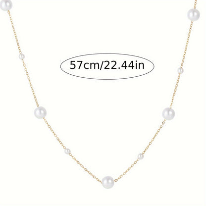 Luxury Stainless Steel Plated Y-Shaped Adjustable Faux Pearl Necklace MyFave Boutique