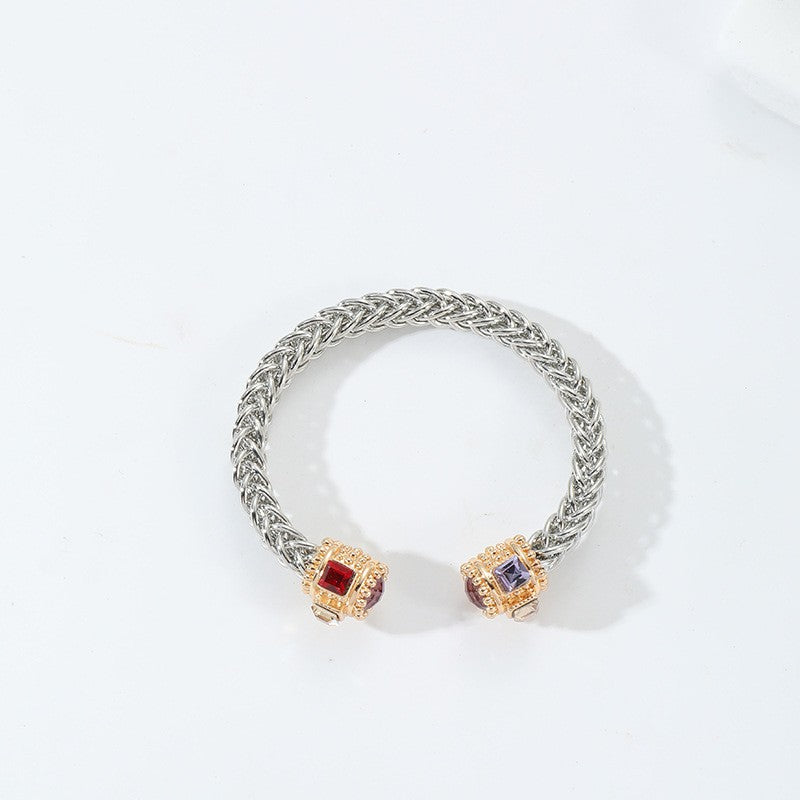 2024 Cross-border new bracelet texture crystal open heavy industry bracelet MyFave Boutique